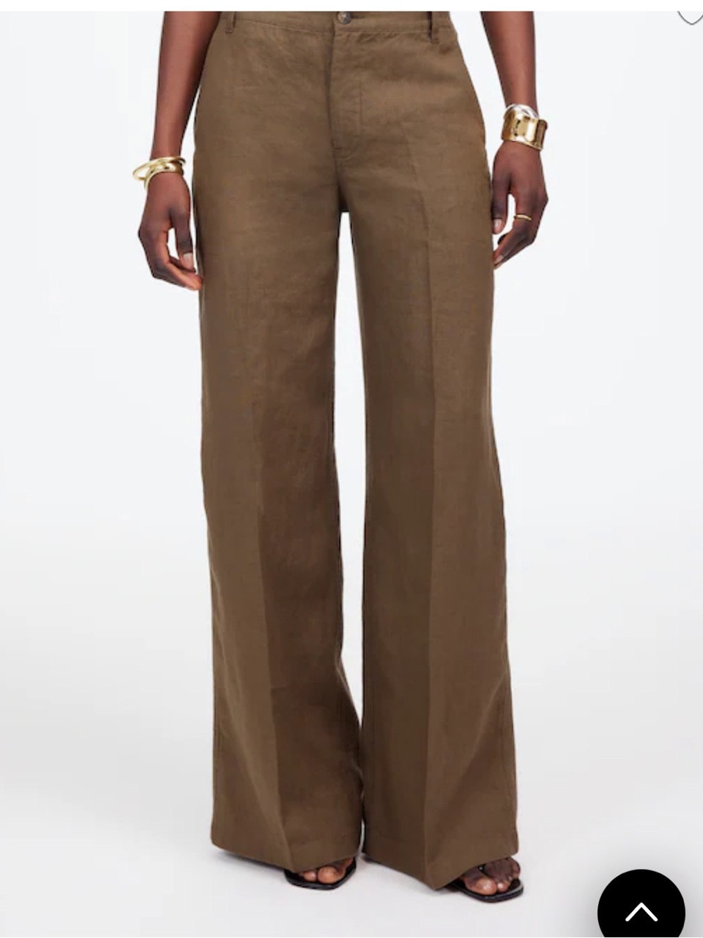 Madewell The Zoe Relaxed Wide Pant in 100% Linen in Safari Khaki size 4